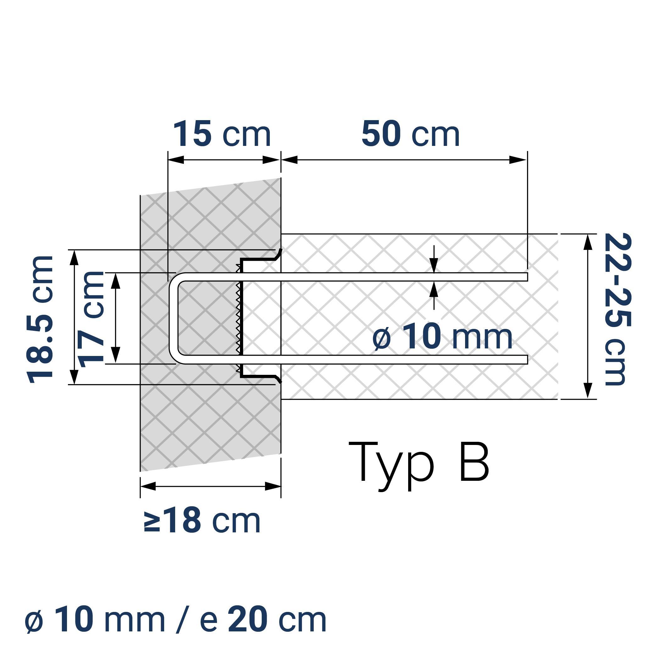 A431000200 7640425419303 BE-BOX® Bewehrungsbox Typ B17-10-20 h15 lü50 | Variante zu COMAX 20 | 125 cm | 5.77 kg/m